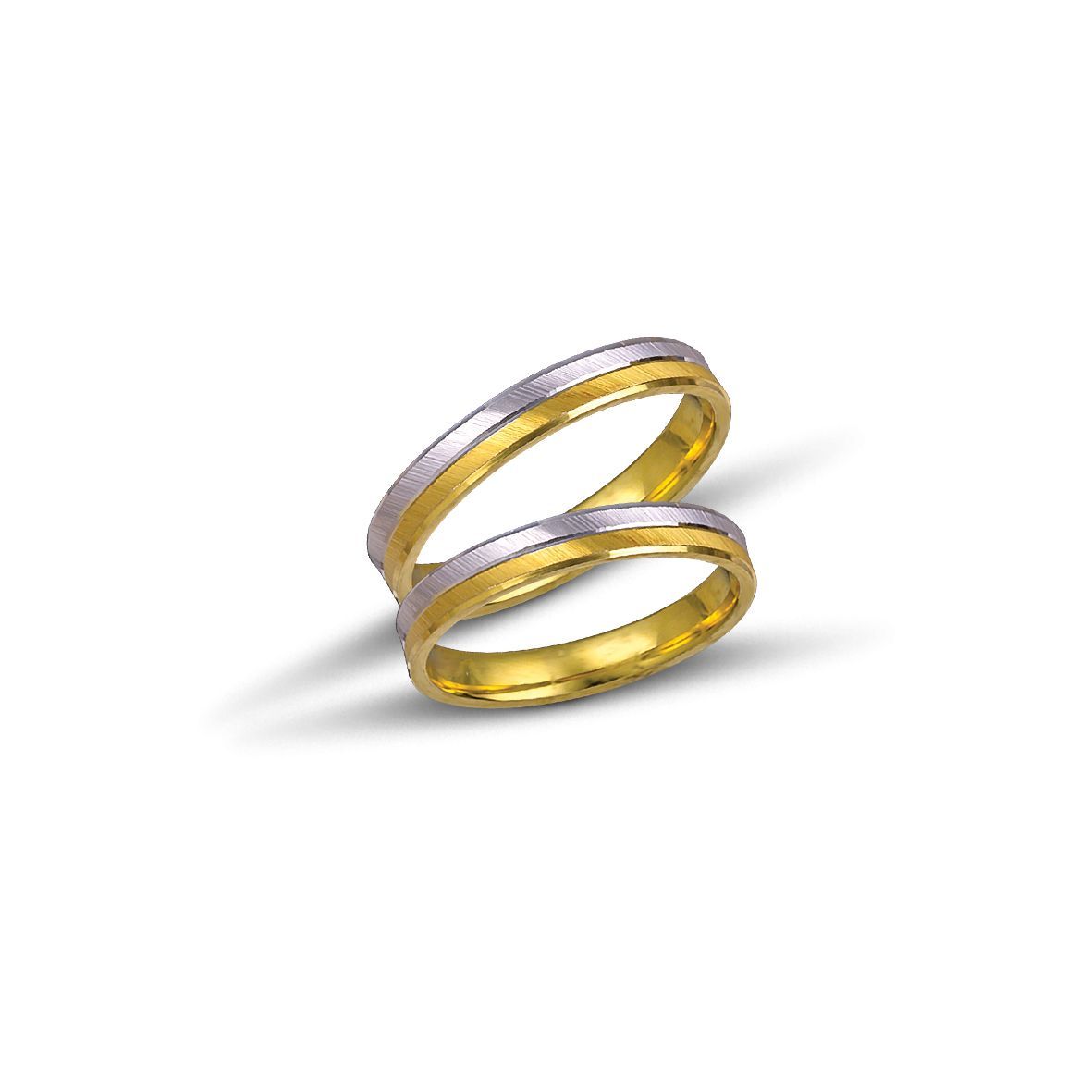 Βέρες γάμου απο λευκόχρυσο & χρυσό, 3.4mm (code VK1044/34)